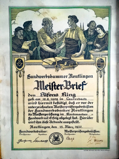 Korbmacher Meistrbrief Alfons King